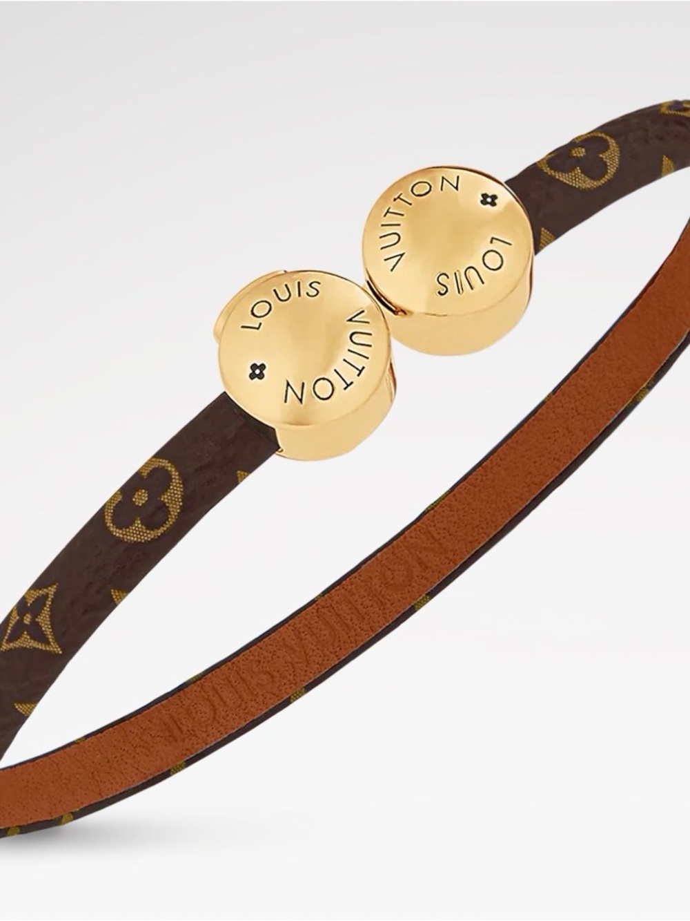 Louis Vuitton Brown & Gold Monogram Leather Bracelet